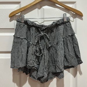 Flowy black and white checkered shorts